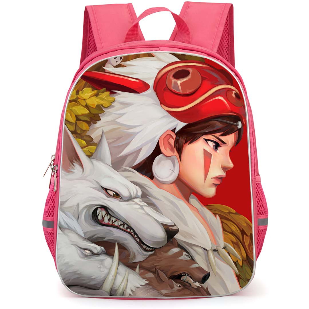 Princess Mononoke Backpack StudentPack - Princess Mononoke San And Moro Side Portrait Illustration Poster