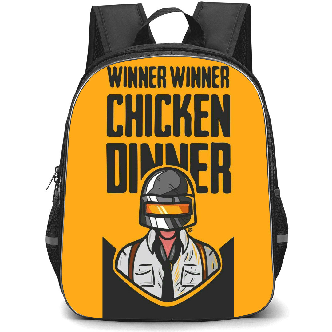 PUBG Backpack StudentPack - PUBG Chicken Poster Orange Background