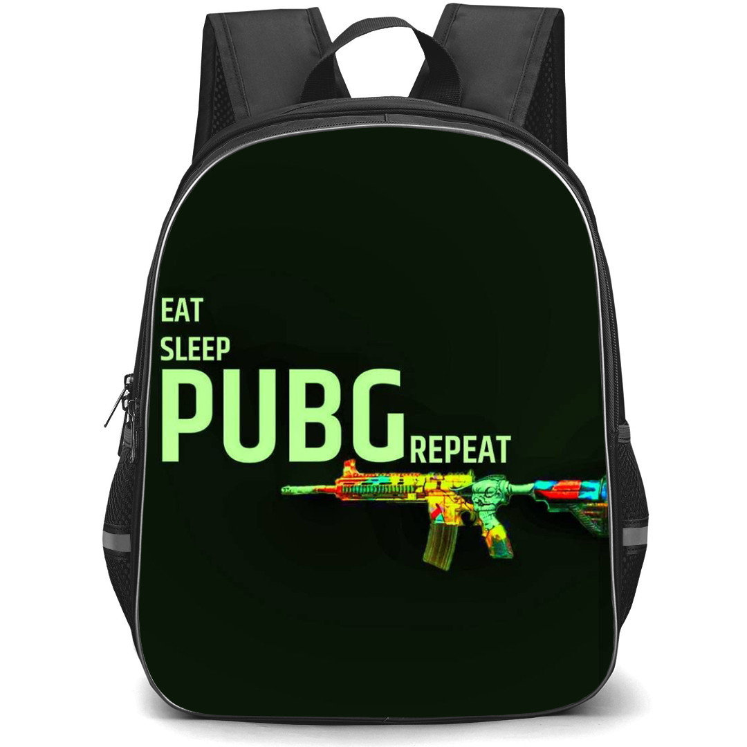 PUBG Backpack StudentPack - PUBG Eat Sleep PUBG Repeat On Black Background