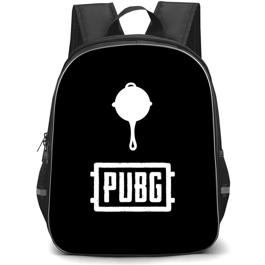 PUBG Backpack StudentPack - PUBG Frying Pan Logo On Black Background