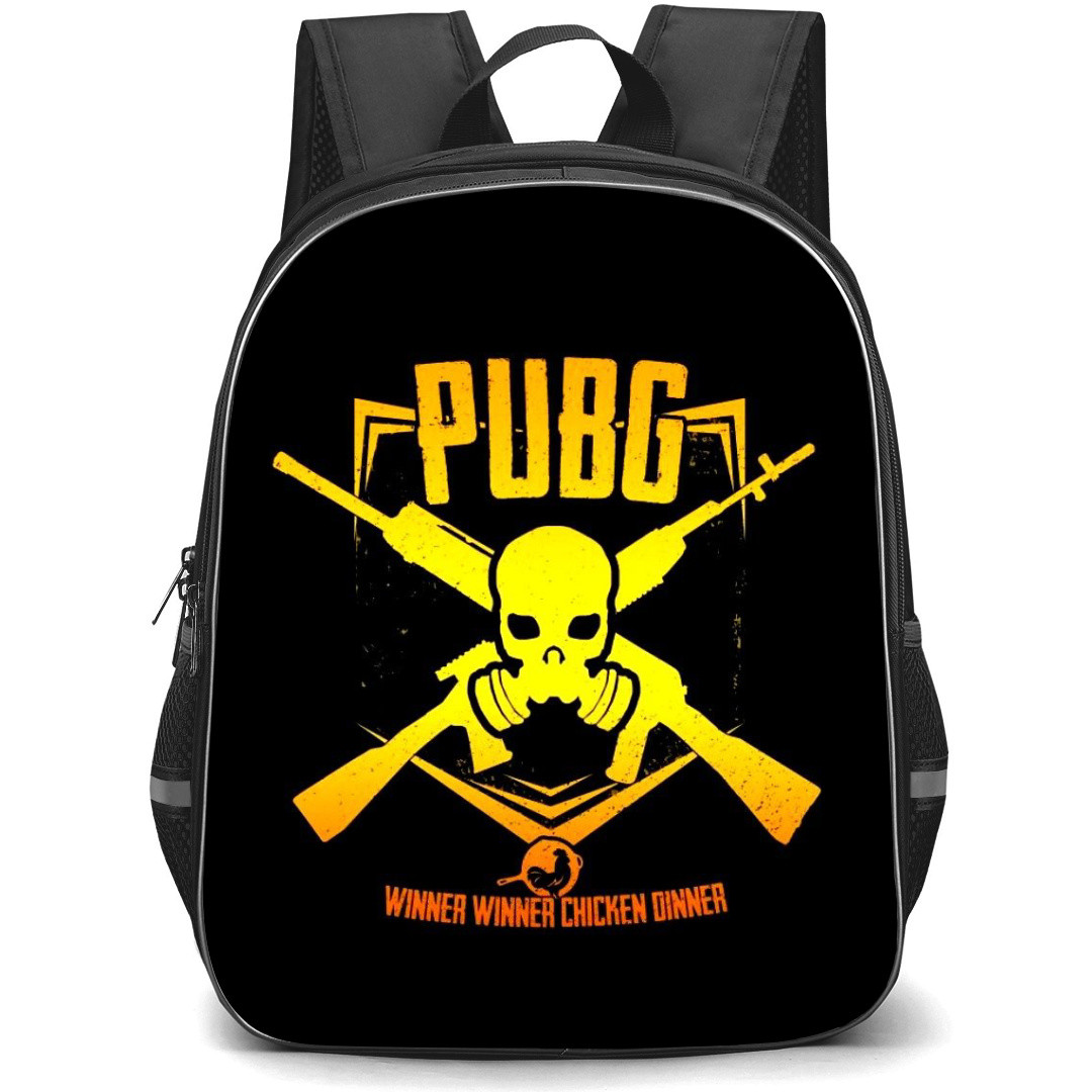 PUBG Backpack StudentPack - PUBG Logo In Yellow On Black Background Winner Winner Chicken Dinner