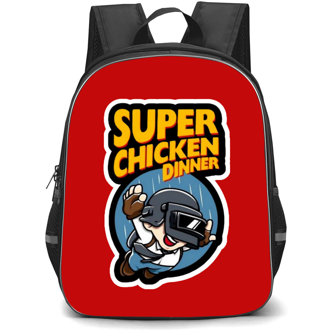 PUBG Backpack StudentPack - PUBG Super Chicken Dinner Sticker Art