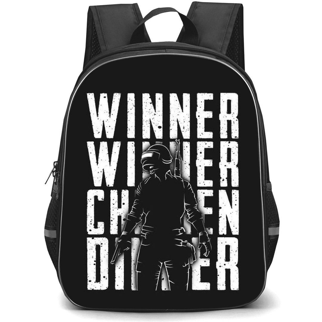 PUBG Backpack StudentPack - PUBG Winner Chicken Dinner Black And White