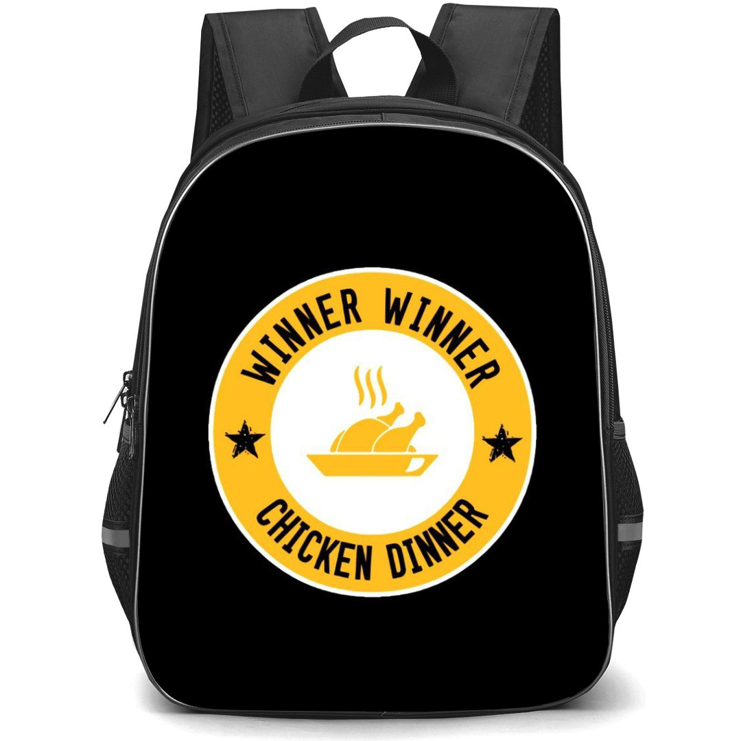 PUBG Backpack StudentPack - PUBG Winner Winner Chicken Dinner Logo On Black Background