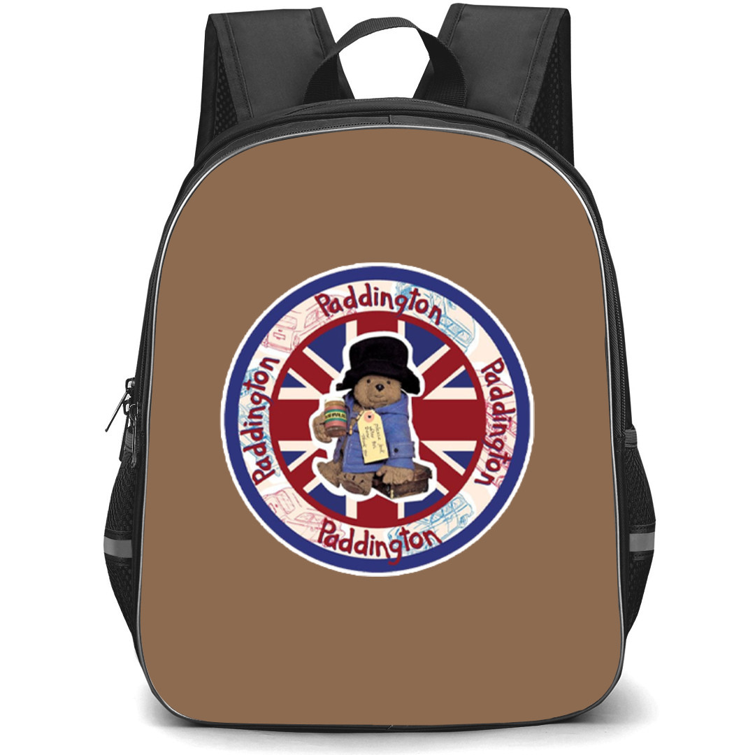 Paddington Backpack StudentPack - Paddington Bear Running Retro Illustration Art Yellow Background