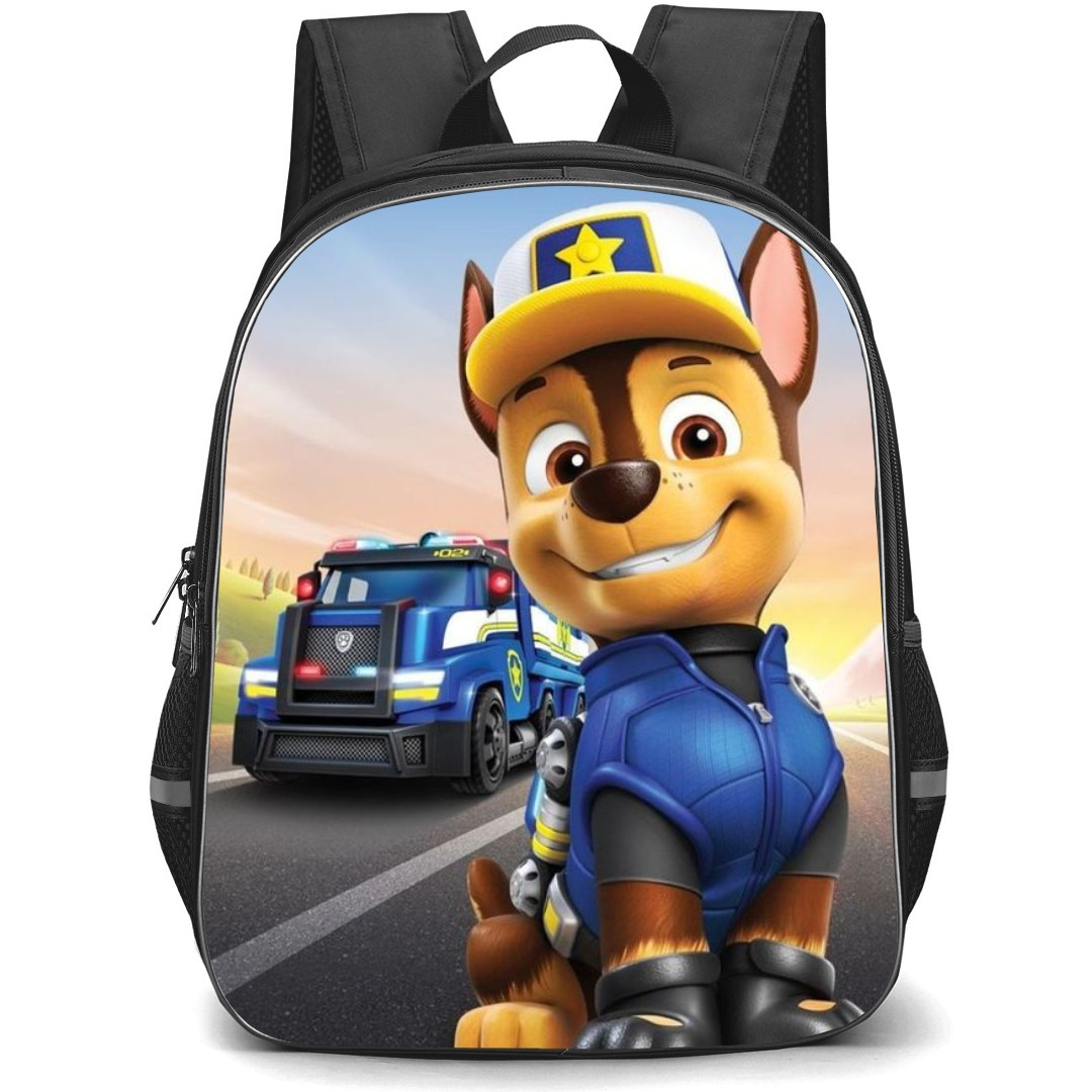 Paw Patrol Chase School Backpack StudentPack - Chase Portrait Truck Background