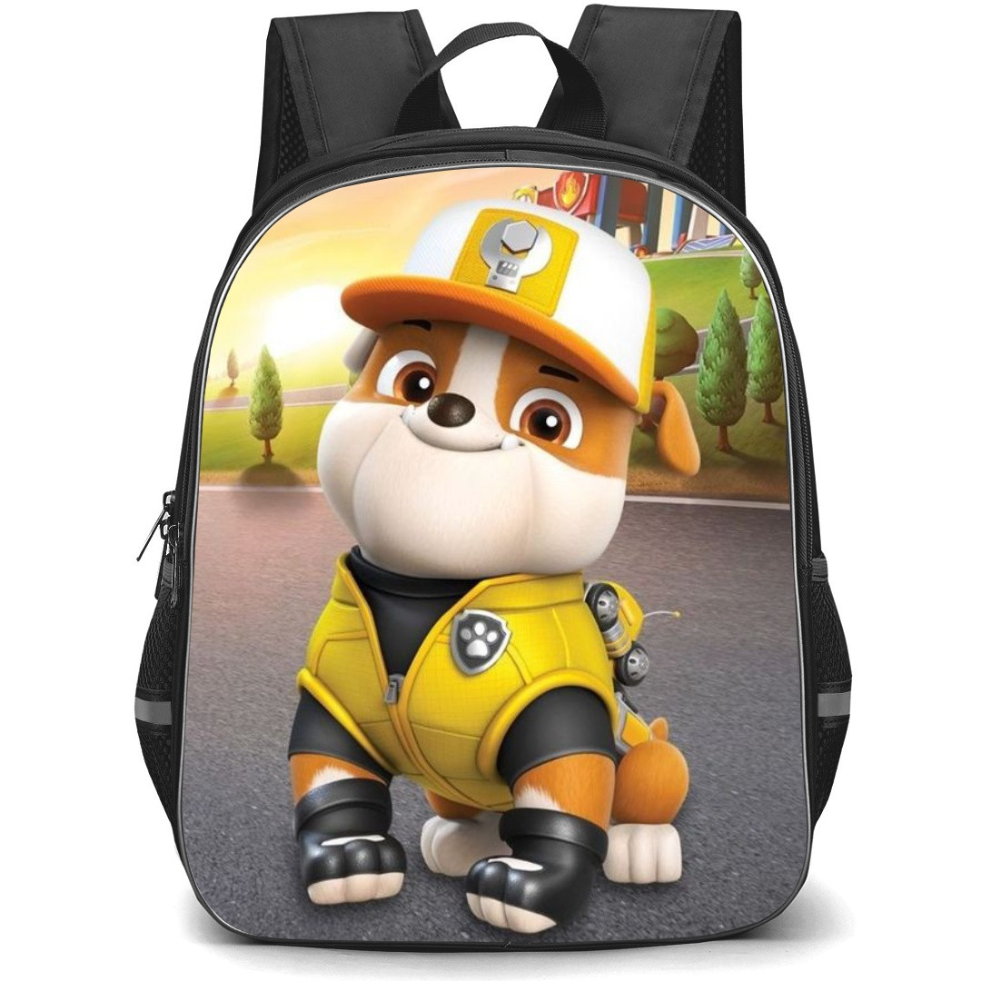 Paw Patrol Rubble School Backpack StudentPack - Rubble Portrait Headquarters Background