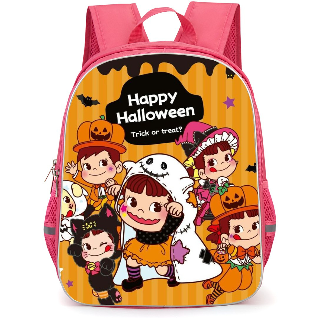 Peko and Poko Backpack StudentPack - Characters Wearing Halloween Costumes Stripes Background