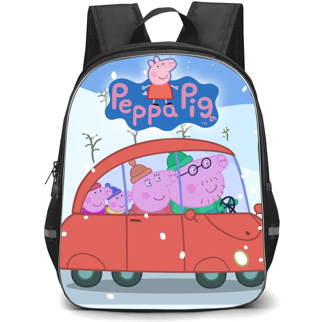 Peppa Pig School Backpack StudentPack - Characters Riding Car Illustration
