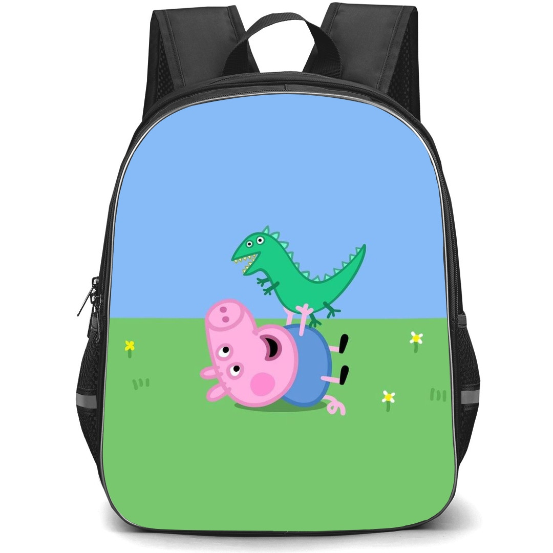 Peppa Pig George Pig School Backpack StudentPack - George Pig Playing With Dinosaur Illustration