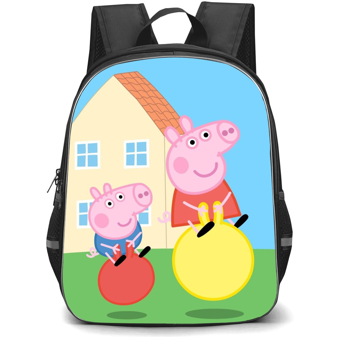 Peppa Pig School Backpack StudentPack - Peppa And George Bouncing Ball Illustration