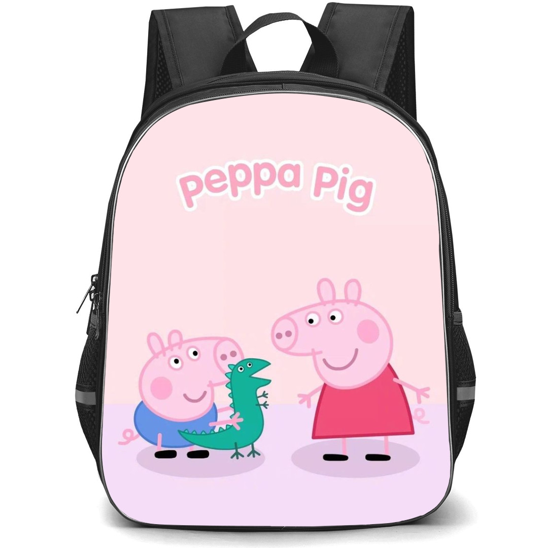 Peppa Pig School Backpack StudentPack - Peppa And George Portrait Pink Background