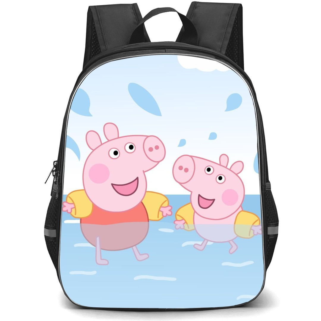Peppa Pig School Backpack StudentPack - Peppa And George Swimming Illustration