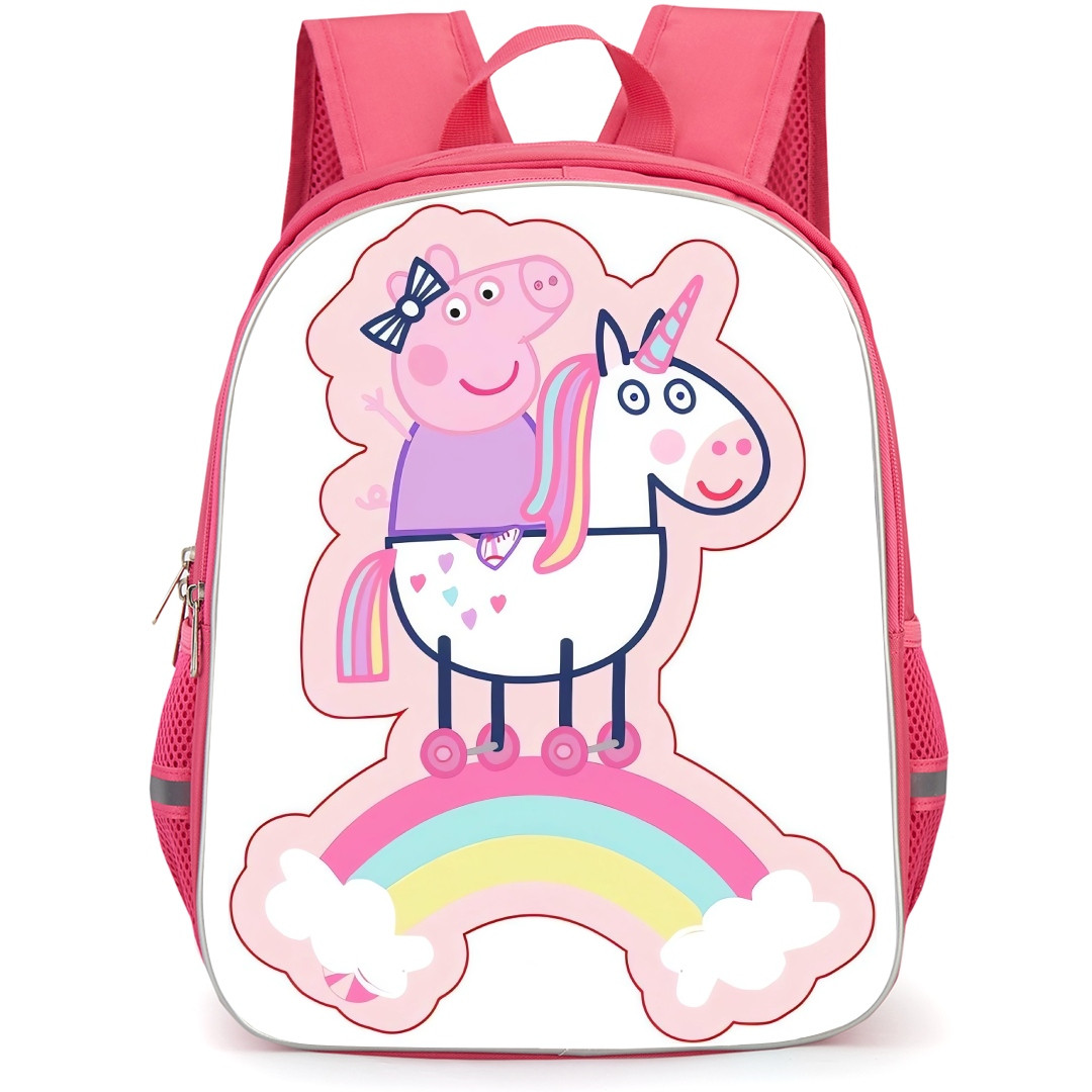 Peppa Pig School Backpack StudentPack - Peppa Pig Riding Unicorn Sticker Art