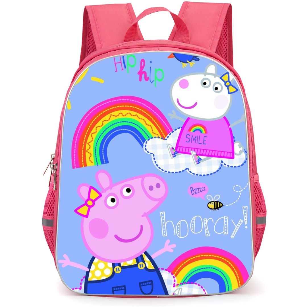 Peppa Pig School Backpack StudentPack - Peppa Pig Sitting In Rainbow Illustration