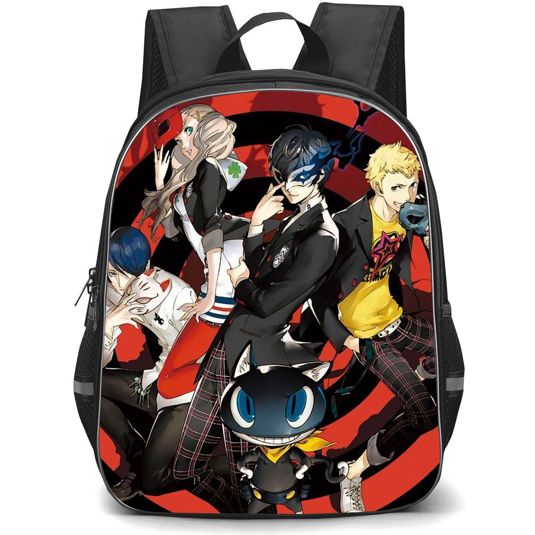Persona 5 Backpack StudentPack - Characters Holding Masks Bulls Eye Background