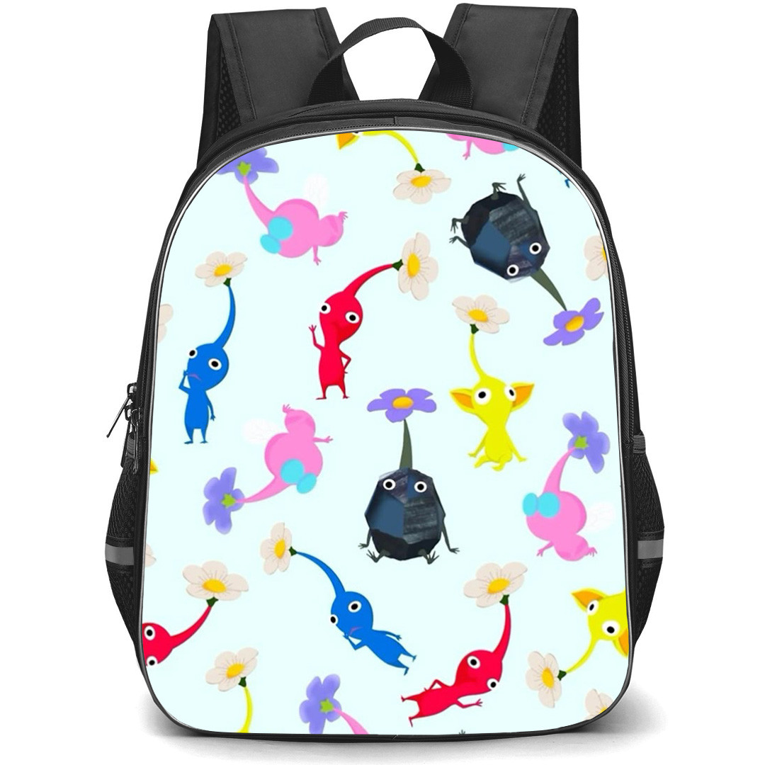 Pikmin Backpack School Bag StudentPack - Characters Waving Portrait Pattern White Background