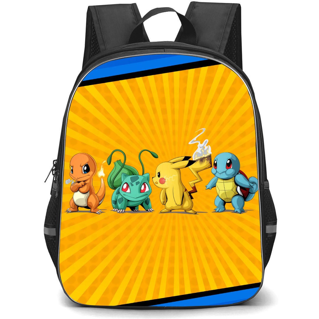 Pokemon Backpack StudentPack - Charmander Bulbasaur Pikachu And Squirtle Pout