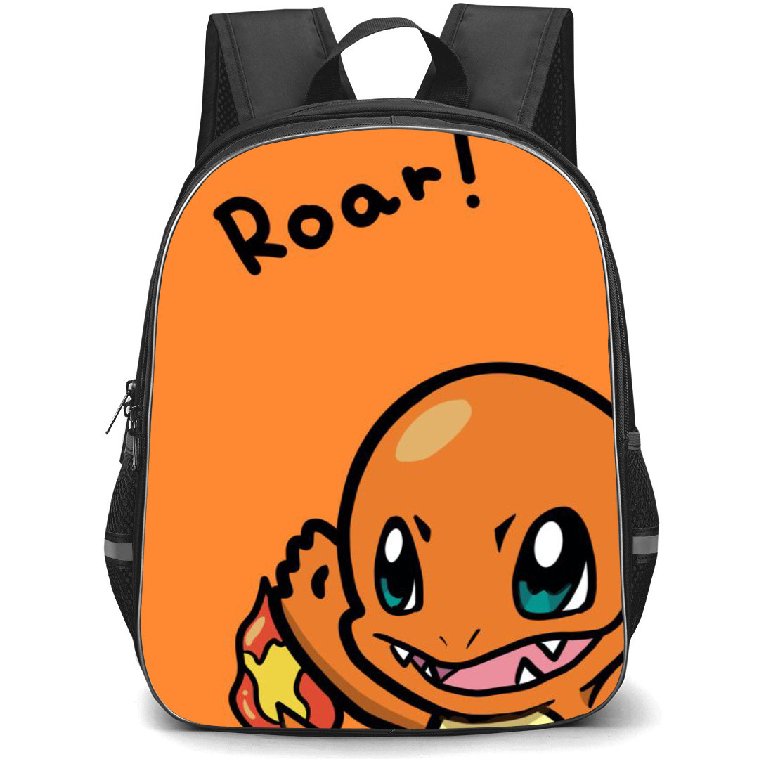 Pokemon Charmander Backpack StudentPack - Charmander Roar Orange Background