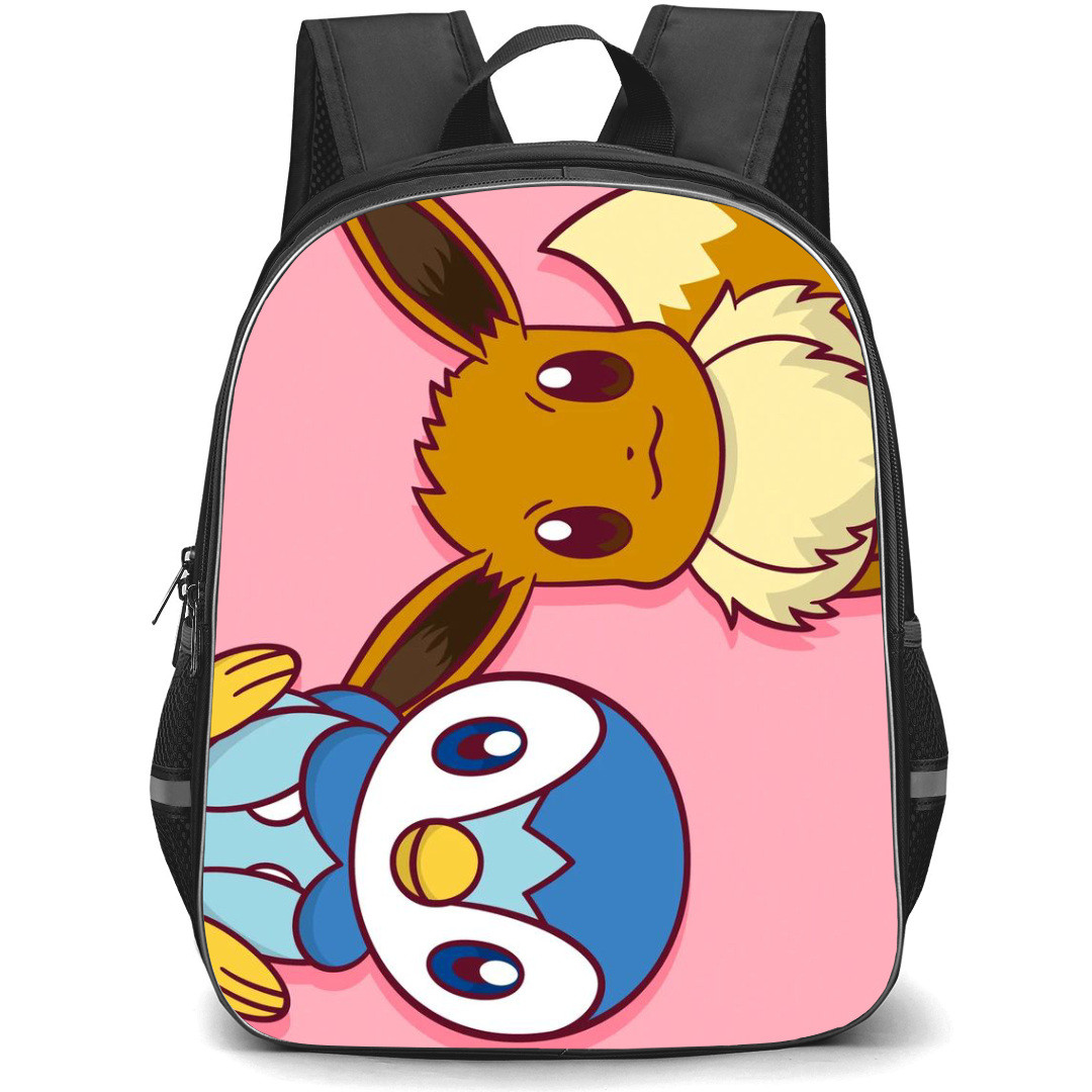 Pokemon Backpack StudentPack - Eevee And Pilpup Pink Bavkground