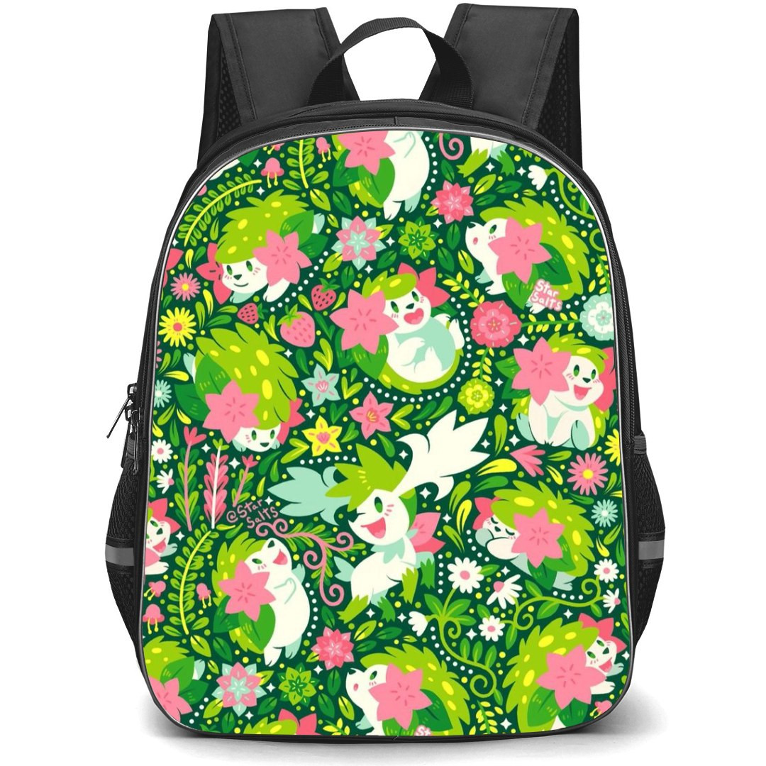 Pokemon Shaymin Backpack StudentPack - Shaymin Pattern Grass Background