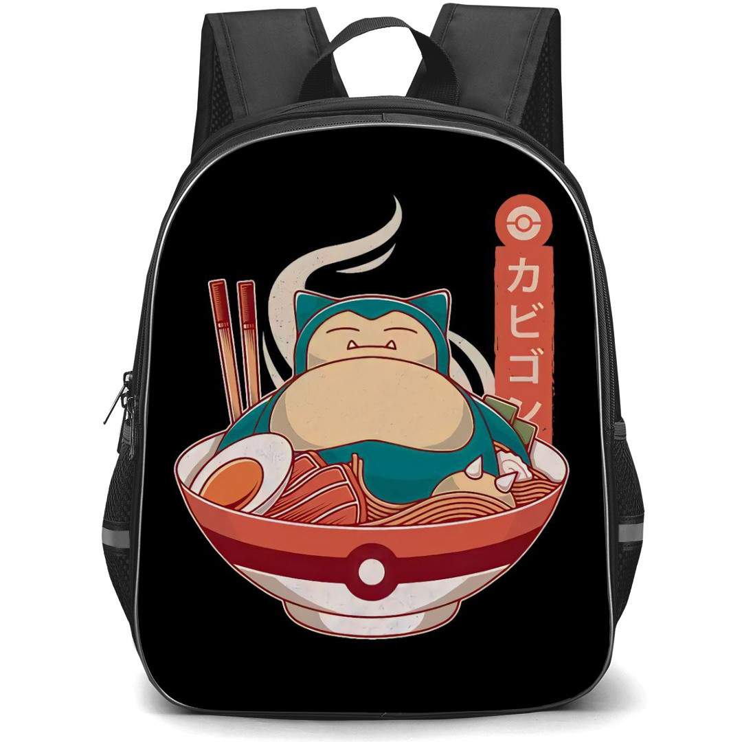 Pokemon Snorlax Backpack StudentPack - Snorlax Ramen Cartoon Art