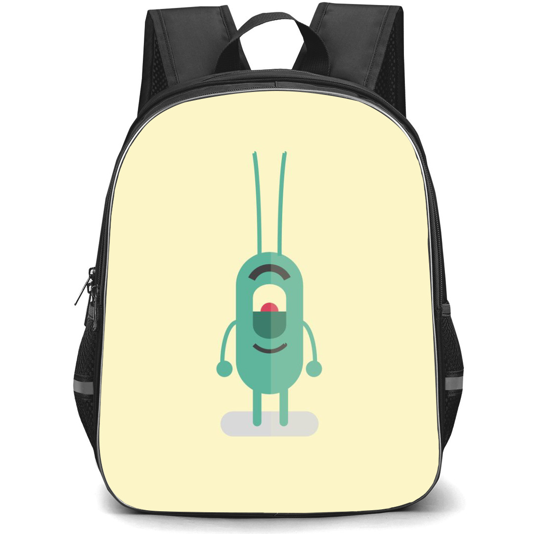 Plankton Backpack StudentPack - Plankton Minimalist Cartoon Art On Beige Background