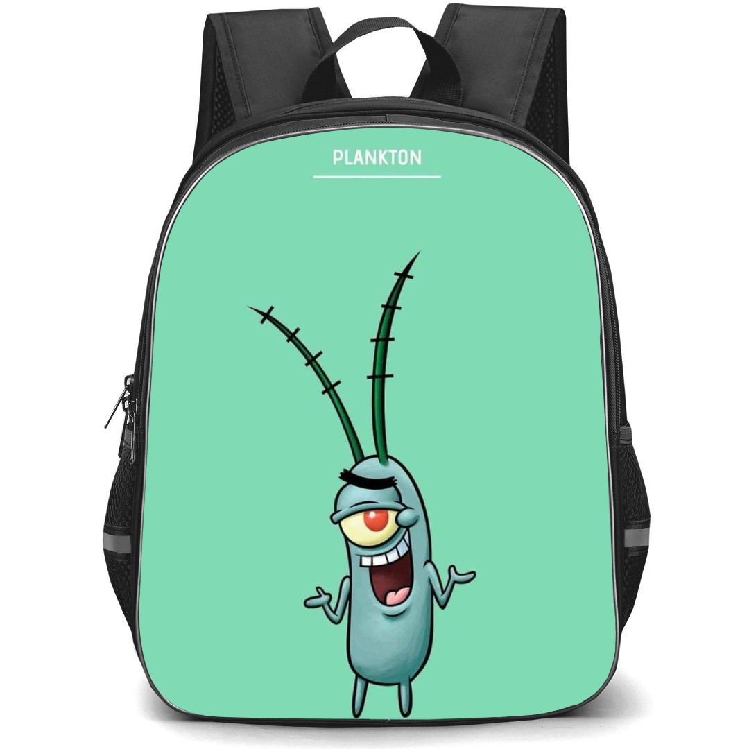 Plankton Backpack StudentPack - Plankton Standing Illustration Art On Cyan Background