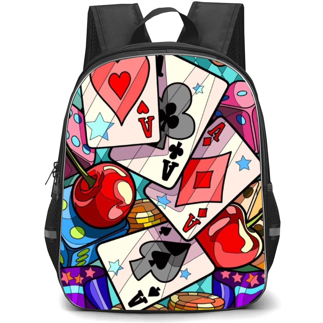 Poker Backpack Student Pack - Casino Games Neon Lights 3D