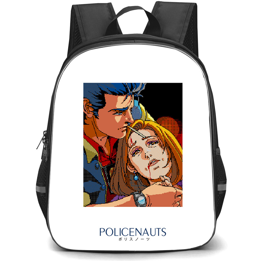 Policenauts Backpack School Bag StudentPack - Policenauts Jonathan Ingram And Lorraine Hojo Pixel Art Poster