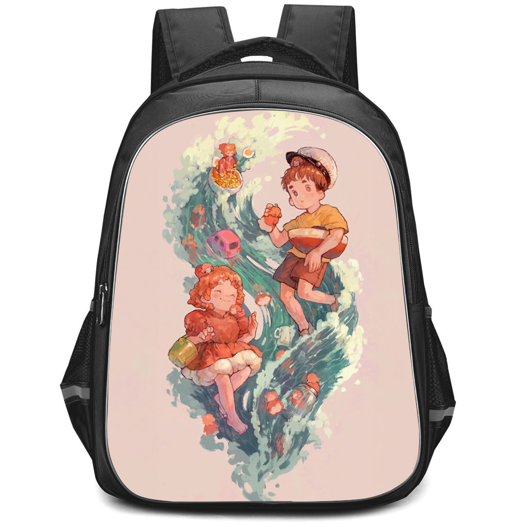 Ponyo Backpack StudentPack - Ponyo And Sosuke WaterColor Poster