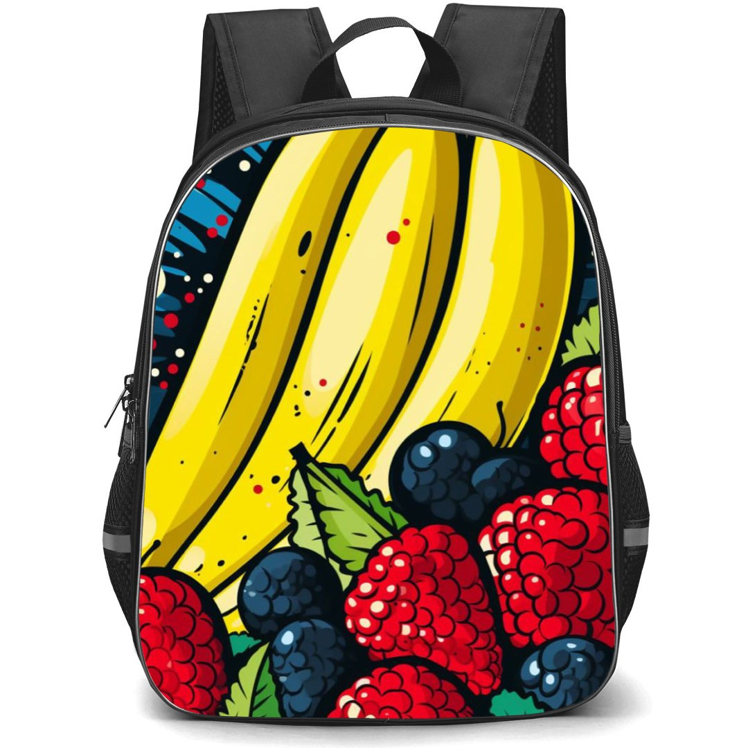 Pop Art Pattern Backpack StudentPack - Banana Raspberry Blueberry