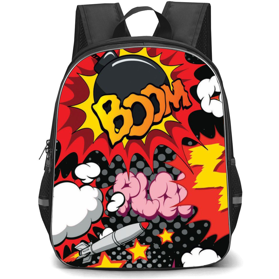 Pop Art Pattern Backpack StudentPack - Bomb and Rockets Boom