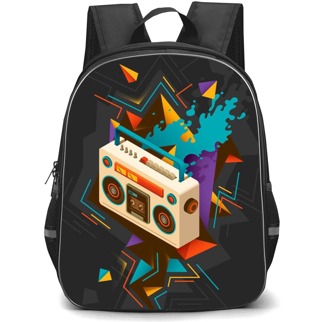 Pop Art Pattern Backpack StudentPack - Boom Box Pop Lines Black Background