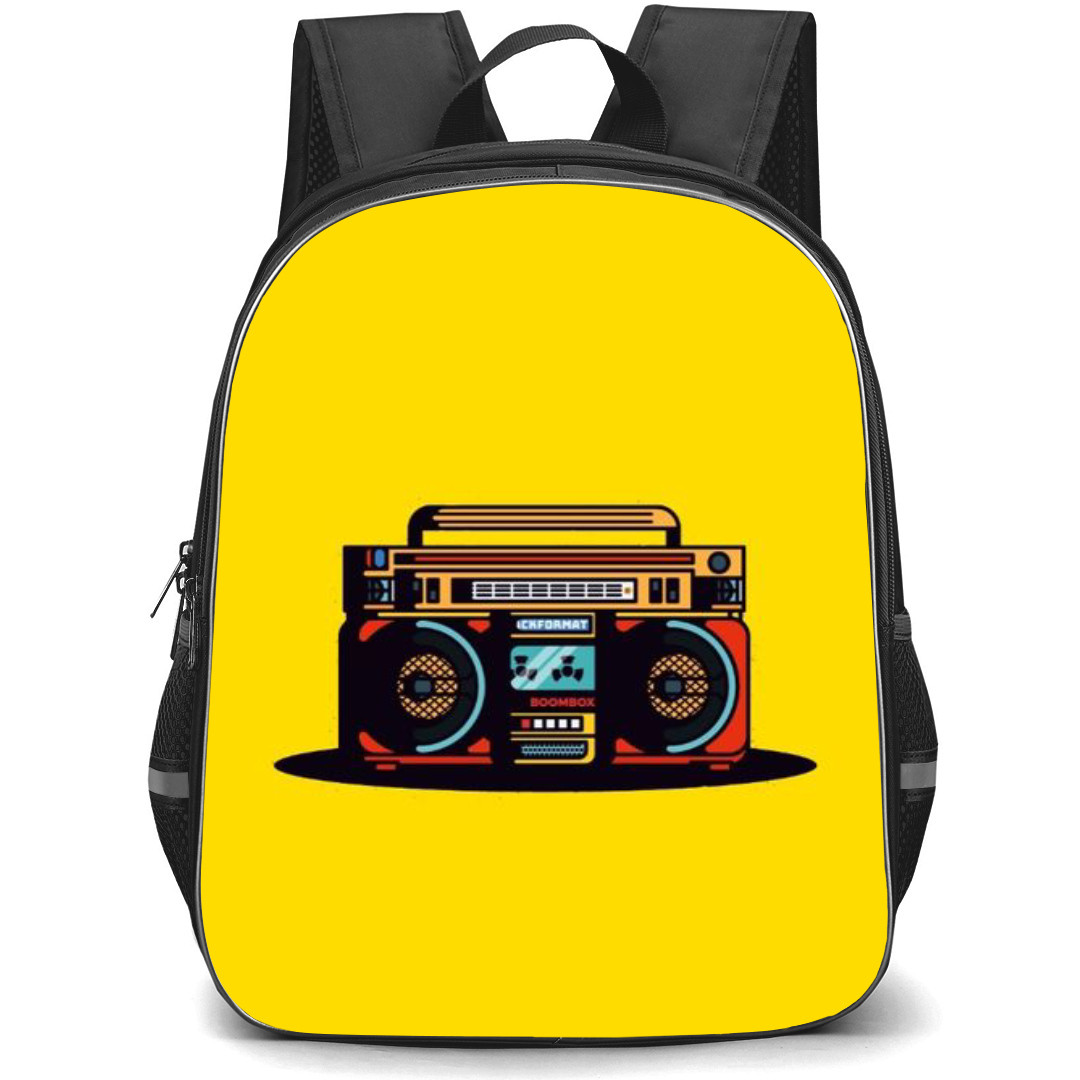 Pop Art Pattern Backpack StudentPack - Boom Box Retro Yellow Background