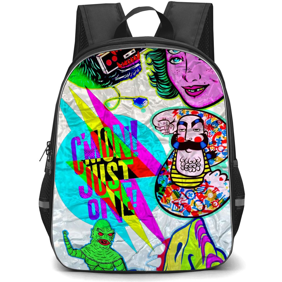 Pop Art Pattern Backpack StudentPack - Cmon Just One Neon Color
