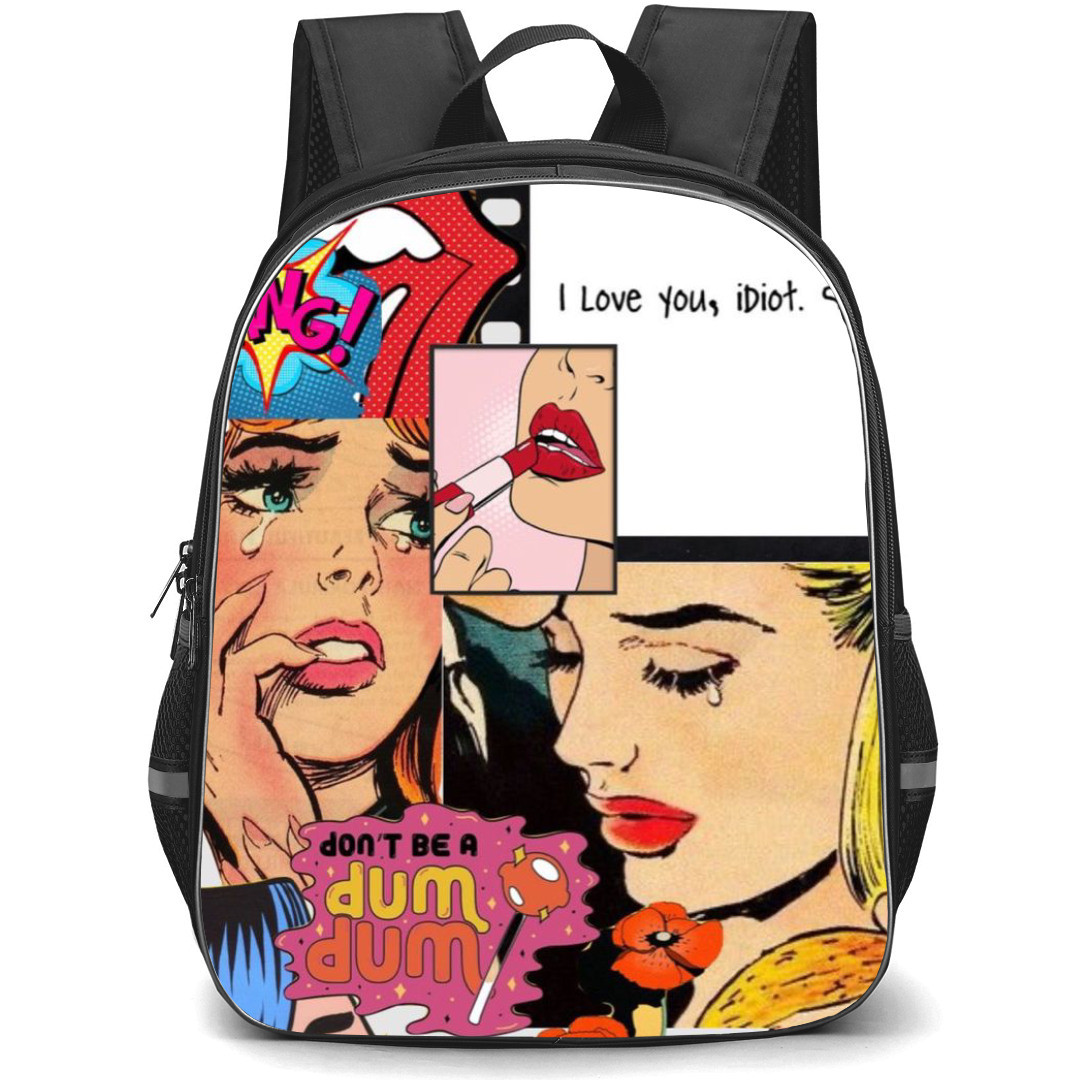 Pop Art Pattern Backpack StudentPack - Dont Be a Dum Dum Women Crying