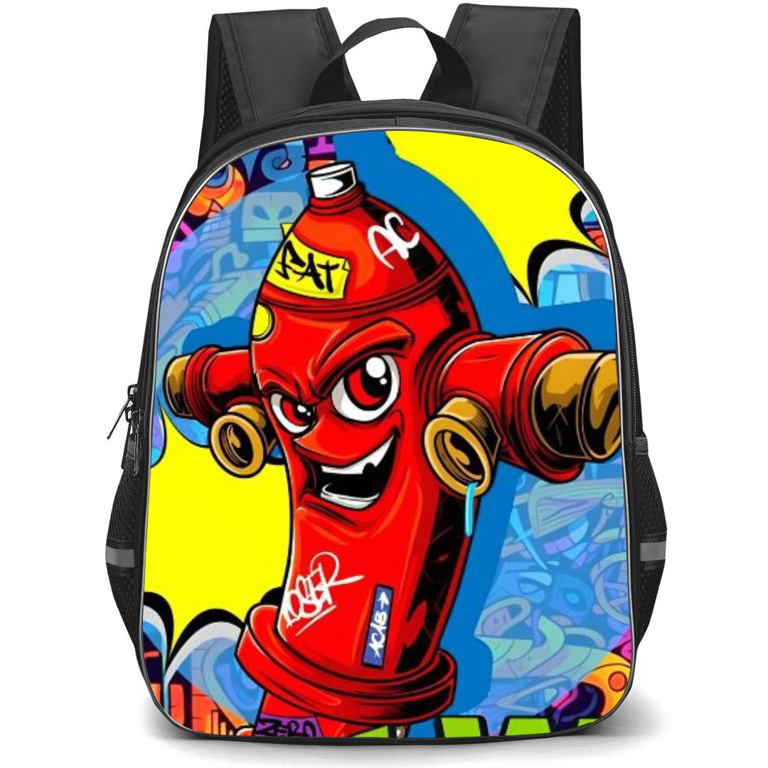 Pop Art Pattern Backpack StudentPack - Fierce Fire Hydrant Wow Expression