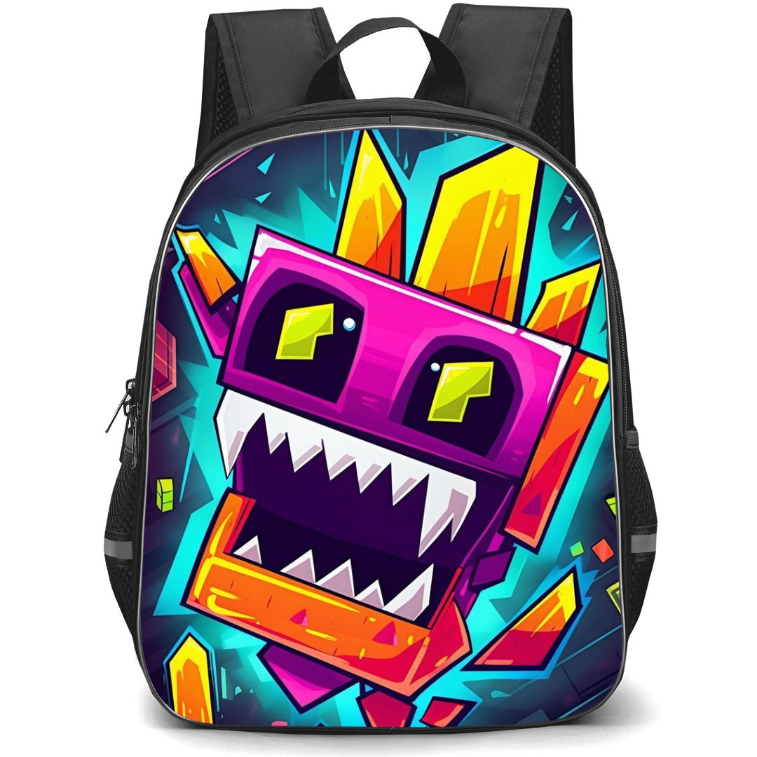 Pop Art Pattern Backpack StudentPack - Geometry Monster Pink Violet Background
