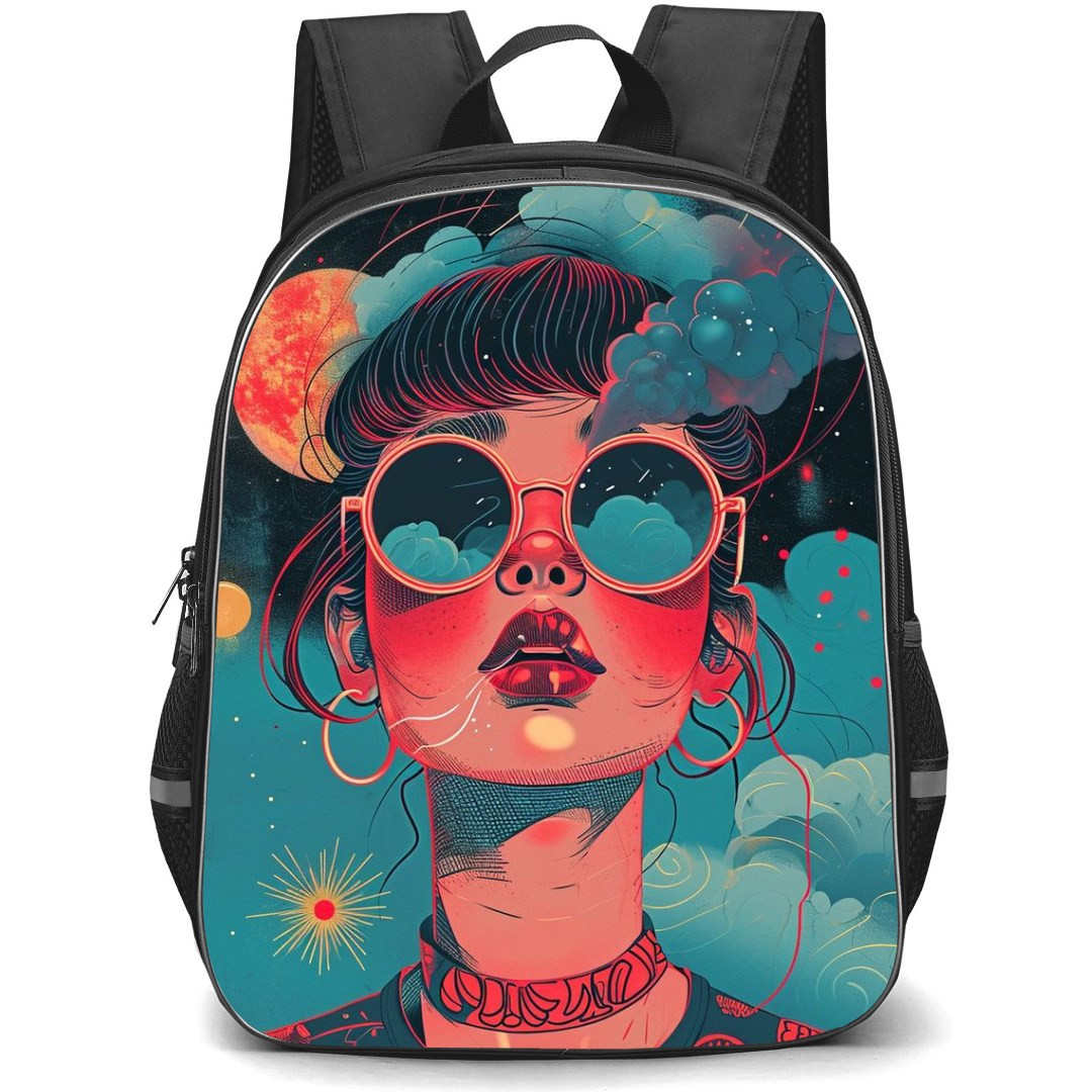 Pop Art Pattern Backpack StudentPack - Girl with Sunglasses in the Clouds