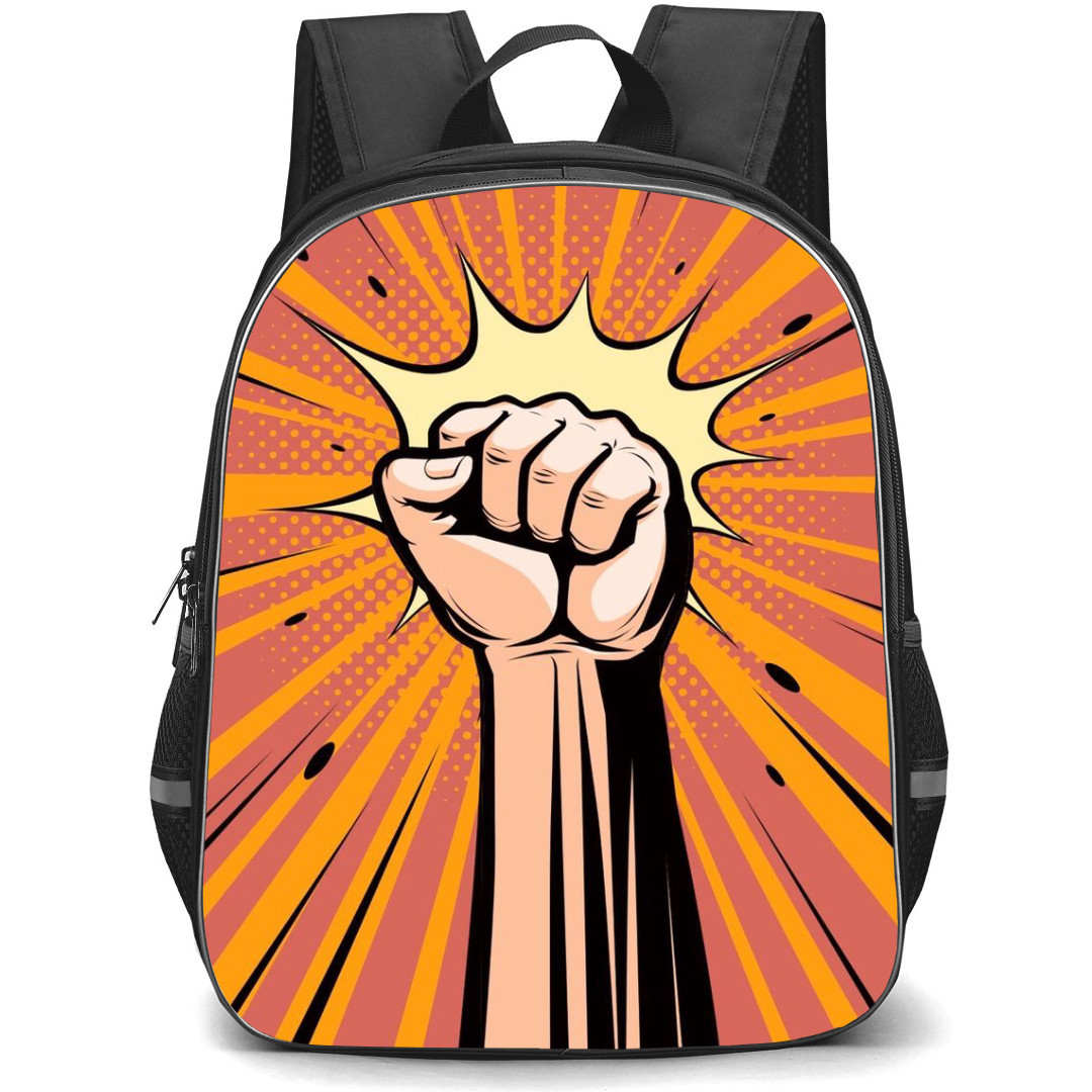Pop Art Pattern Backpack StudentPack - Hands Up Burst Red Orange