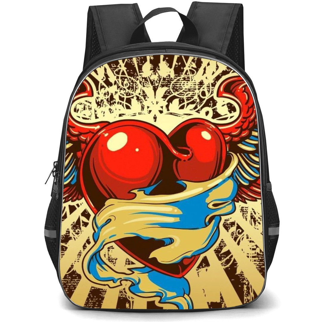 Pop Art Pattern Backpack StudentPack - Heart with Wings Yellow Background