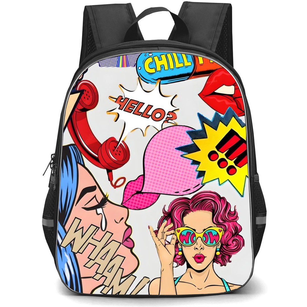 Pop Art Pattern Backpack StudentPack - Hello Chill Pill White Background