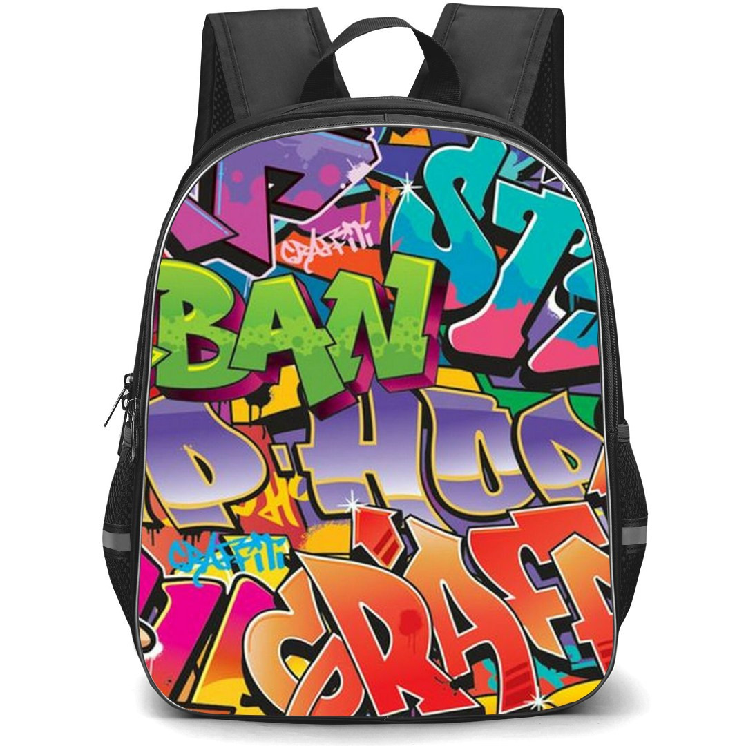 Pop Art Pattern Backpack StudentPack - Hiphop Ban Graffiti Collage