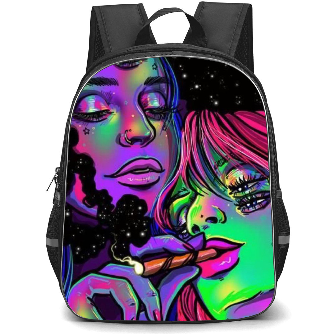 Pop Art Pattern Backpack StudentPack - Hitting a Blunt Galaxy Background