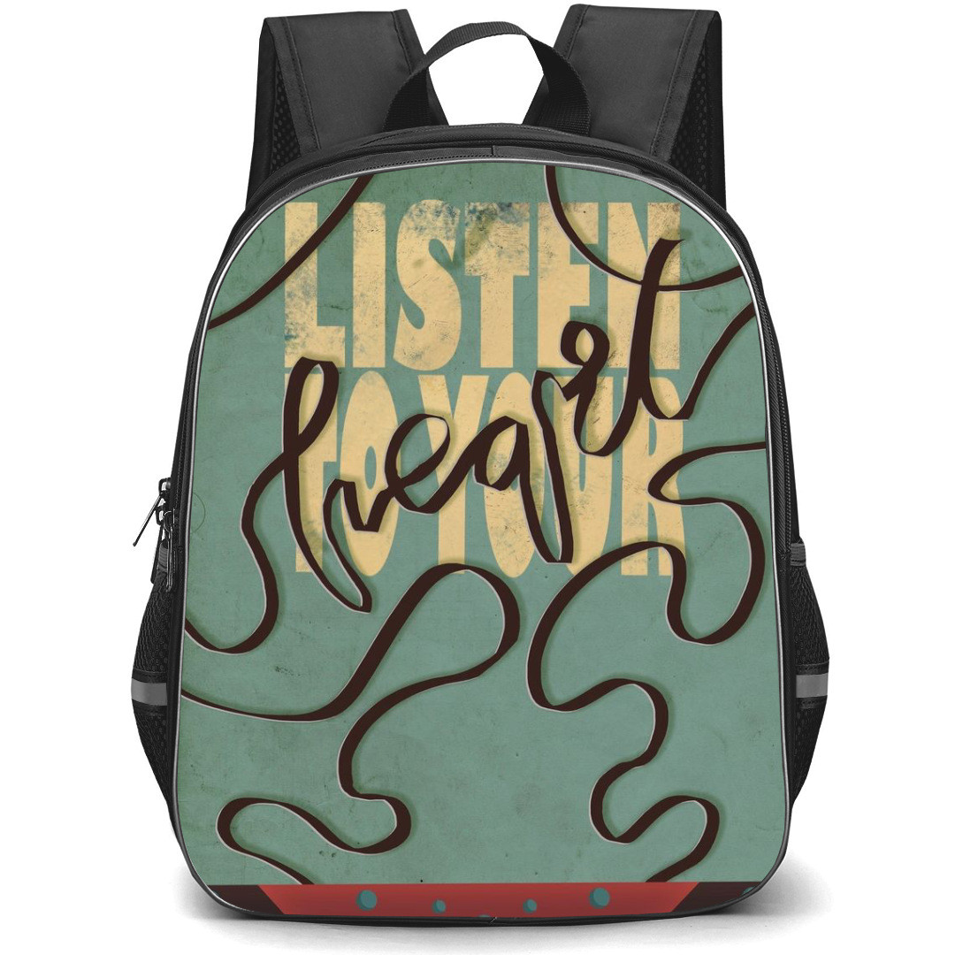 Pop Art Pattern Backpack StudentPack - Listen to Your Hear Cassette Tape