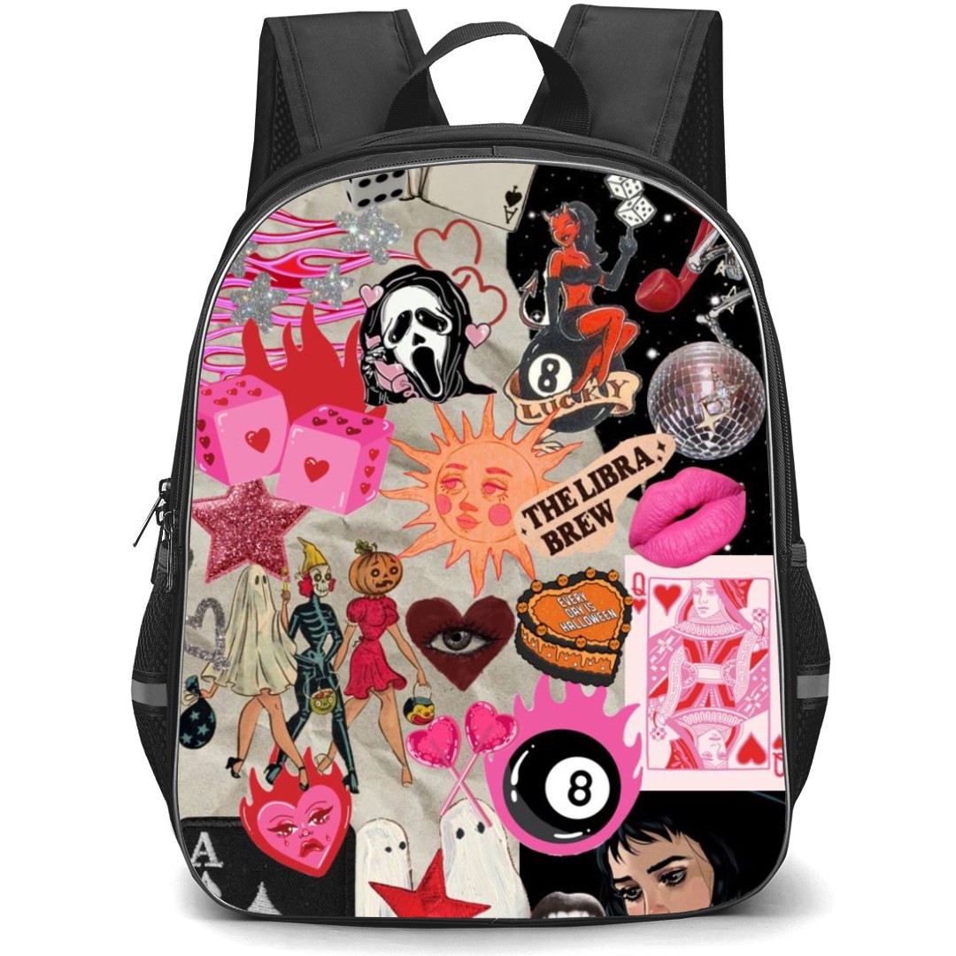 Pop Art Pattern Backpack StudentPack - Lucky Eight Ball Dice and Cards