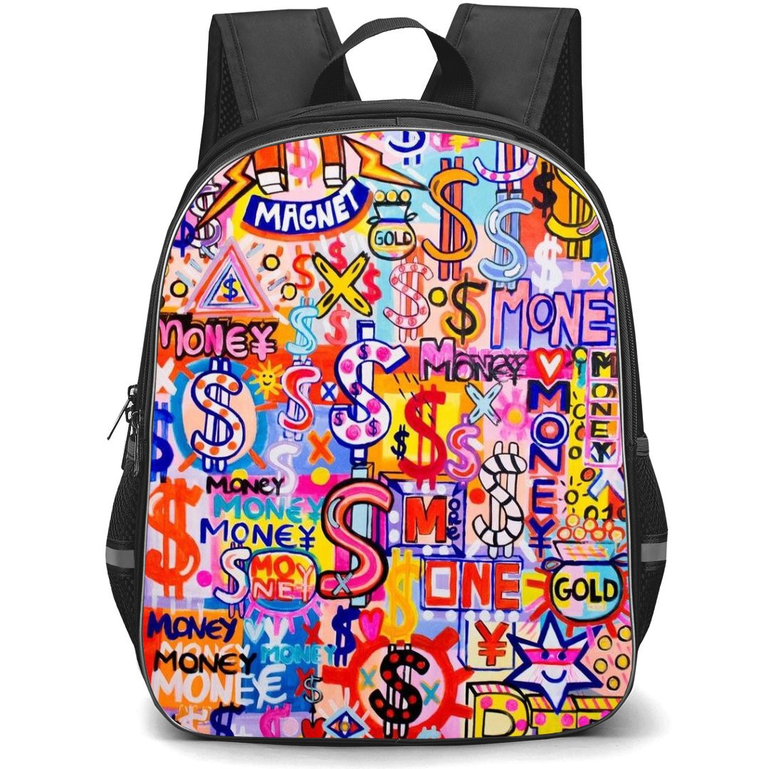 Pop Art Pattern Backpack StudentPack - Money Magnet Pink Marker Art