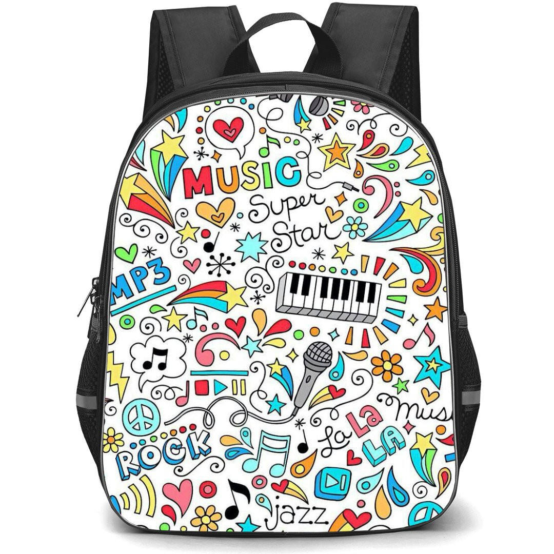 Pop Art Pattern Backpack StudentPack - Musical Things Doodle Art