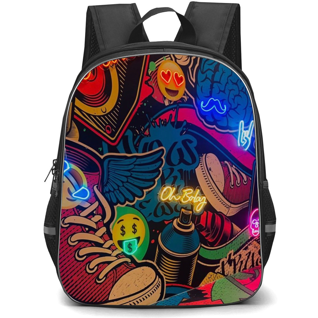Pop Art Pattern Backpack StudentPack - Oh Baby Sneakers with Wings